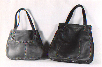 leather tote bags, large and small, custom, handmade, braided