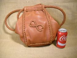  Here the bag is set by a can of cola to help show the size of it. 